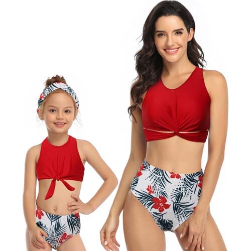 3-12Y Baby Girls Swimwear Brand Family Matching Swimsuit Two pieces Set Children Bikini Woman Beachwear Bathing Suit for Girls
