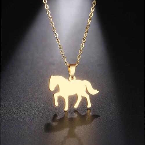 DOTIFI Stainless Steel Necklace For Women Man Horse Pendant Choker Necklace Engagement No Faded Jewelry