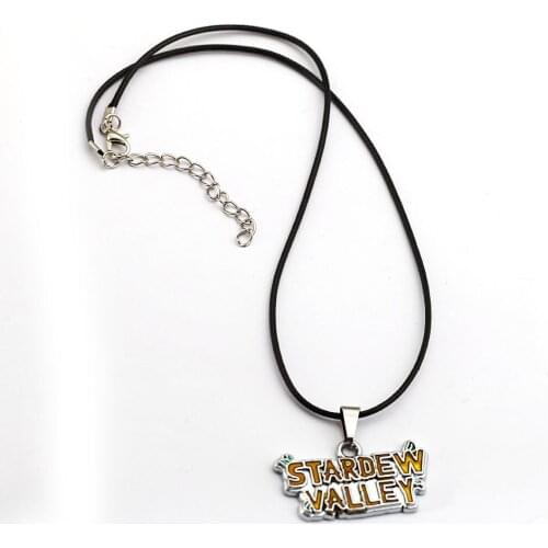 Game Stardew Valley Necklaces for Men Leather Rope Chain Letter Pendant Necklace Male Neckless Women Jewelry for Gifts