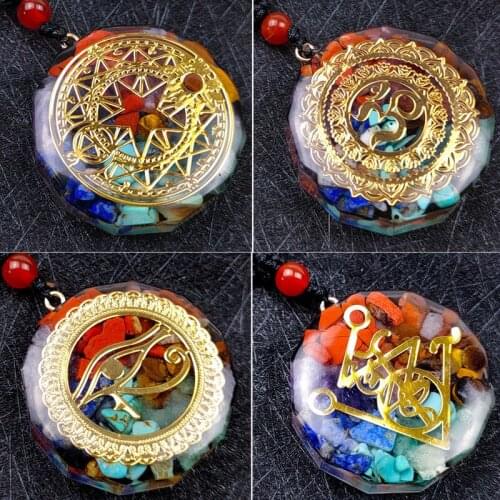 10 stypes Natural Chakra Orgone Energy Pendant Necklace Retro Healing Chips Stone Pendulum Amulet Orgonite Crystal Necklace