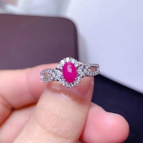 Fine Jewelry Natural Ruby 925 Sterling Silver Vintage New Adjustable Gemstone Women Ring Support Test Hot Selling
