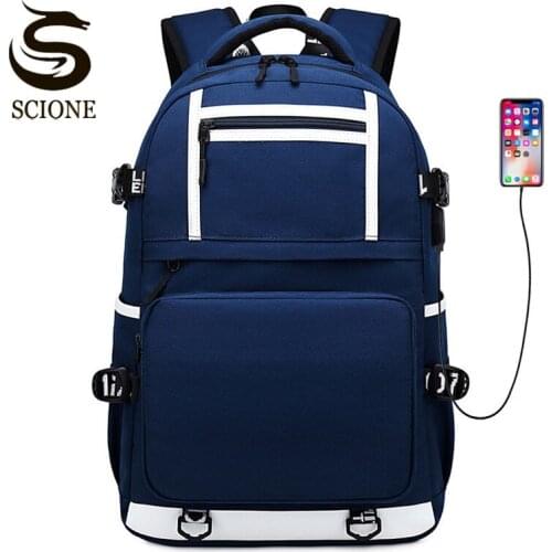 15.6 inch Men USB Charging Backpacks Large Students School Backpack Laptop Rucksack Teenagers Schoolbag Boys Travel Bag XA151M