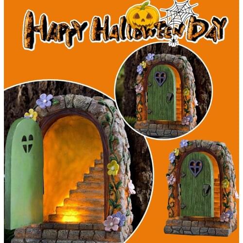 Garden Decoration Fairya Gate Stairs Solar Courtyard Pastoral Design Stairs Resin Decoration Halloween Courtyard Ornaments #G3