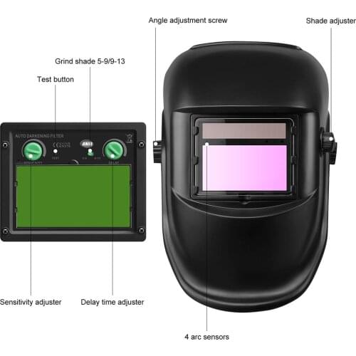 Solar Power Auto Darkening Welding Helmet W/ Wide Shade Range 9-13 Replaceable Battery Lens Welding Mask For TIG MIG MMA