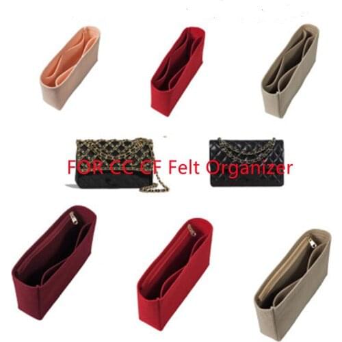 For CC CF Flap Handbag Felt Cloth Insert Bag Organizer Makeup Handbag Organizer Travel Inner Purse Portable Cosmetic Bags