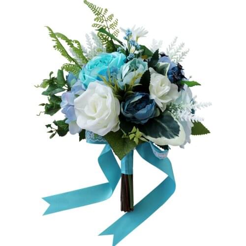 Popodion Wedding Bouquet Bride Bouquet Blue Wedding Flowers Bouquet de mariage Wedding Accessories ROM80257