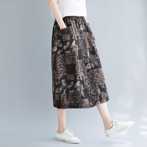 Loose Large Size Literary Celebrity Style Casual All-match Flower Bud Skirt Female Elastic Waist Rainbow Skirt Women