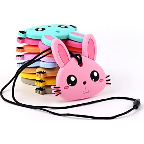 TYRY.HU 1Pcs Silicone Teether Baby Teething Pendant Gums Massage Toys Teething Relief Soft Texture Rabbit Teether Freeship