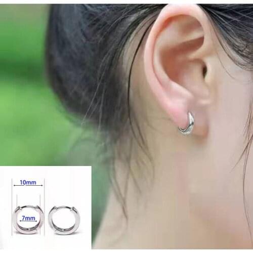925 Sterling Silver Cartilage Buckle Hoop Earrings For Women Simple Mini Small Ear Bone Hoop Buckle Round Circle Earrings Hoops