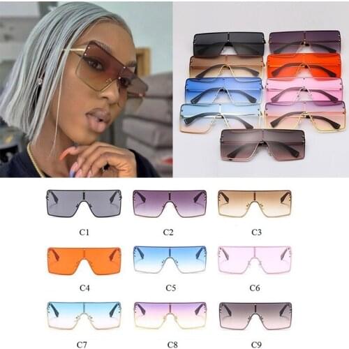 Gradient Steampunk Shades For Women Wholesale Sunglasses Women Trendy Metal Rimless Square Sun Glasses Bulk For Female UV400