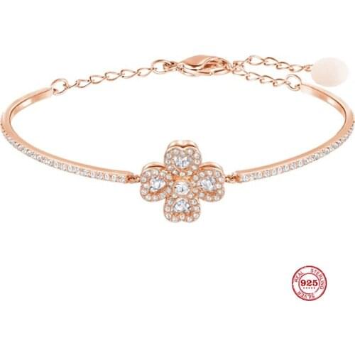 2020 Fashion Charm Pure 925 Silver Original 1:1 Copy, Small Fresh Lucky Four-leaf Clover Bracelet Female Luxury Jewelry Gifts