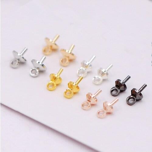 100 PCS Black KC Gold Rhodium Silver Color Pendant Clasps Eye Pins Bail Findings Eyelets Clasps Hooks For Jewelry Making