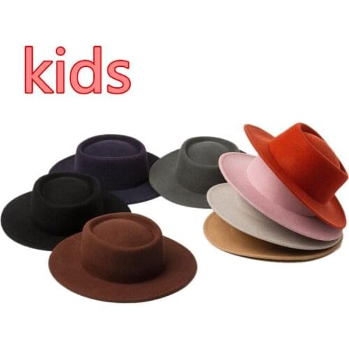202006-hH9011A new soft wool KIDS fedoras cap CHILDREN leisure panama JAZZ hat