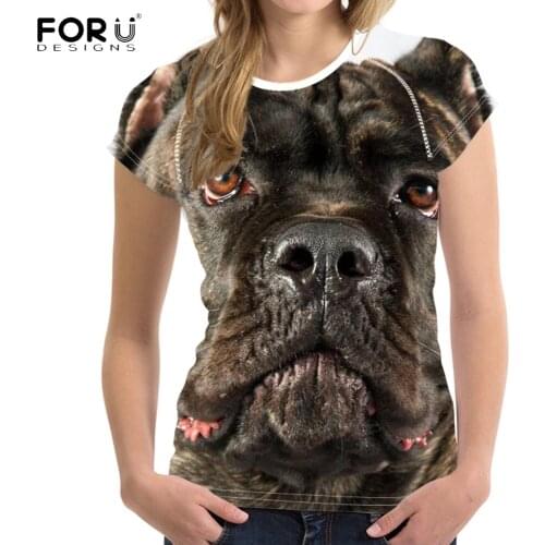FORUDESIGNS Cool Dog Cane Corso Print Women T Shirts Streatwear Fitness Womans T-shirts Stylish Short Sleeve Tops Clothing Tees