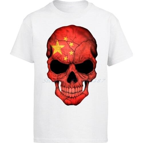 Mens T-shirt Chinese Flag Skull Breathable Printed Tees Tops Streetwear Harajuku Oversized T-shirts Men clothing