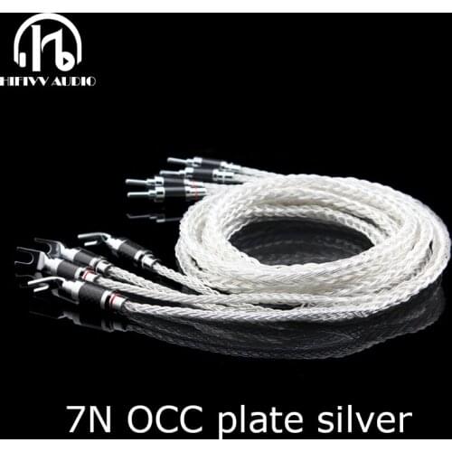 HI END Speaker Cable line of audio amplifier 7N OCC Copper line Silver plating Bananas Plug hifi audio speaker cable 2.5M 1.5M