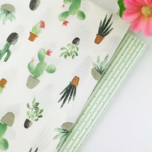 New High Quality Diy Patchwork Cotton Fabric Needlework Textile Sewing Patchwork For Bag Hat Doll Clothes Tissue Green cactus
