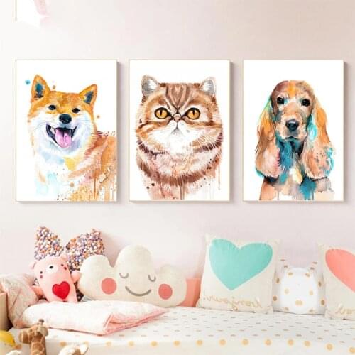 Cute Funny Animals Cats Dogs Canvas Paintings Art Poster Prints Wall Art Nordic Picture Kids Room for Living Room Home Decor