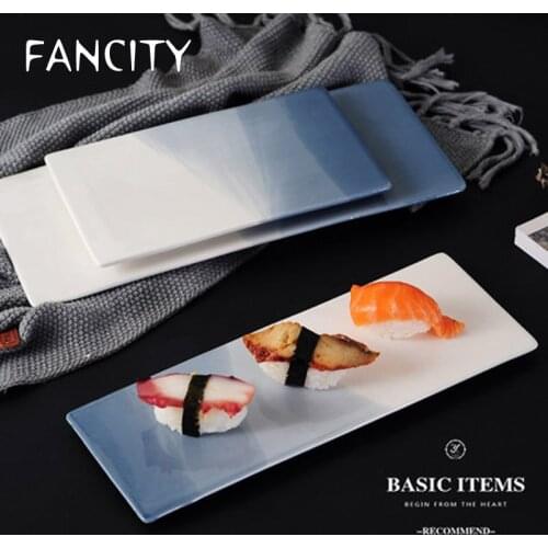 FANCITY Simple European-style ceramic western plate rectangular flat plate sushi plate sashimi plate cake plate cold dish plate