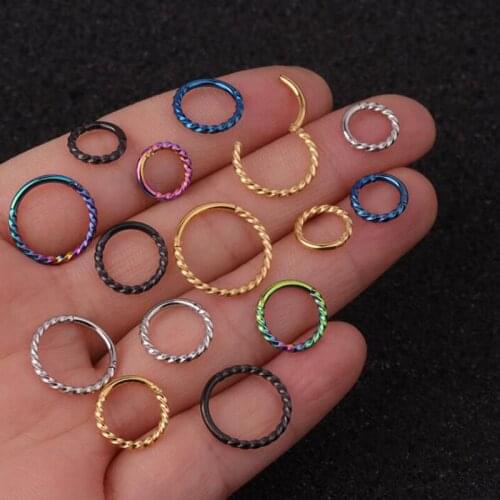 1PC 6mm to 12mm 16g Stainless Steel Hinged Segment Clicker Ring Nose Septum Piercing Helix Cartilage Daith Twist Hoop