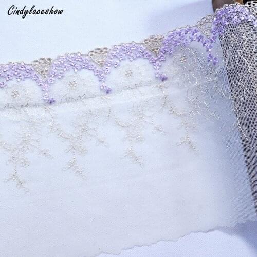 1 Meter 18.5cm Width Floral Embroidered Lace Trim Dress Sewing Mesh Lace Fabric Tulle Trimmings Handmade Clothes Accessories DIY