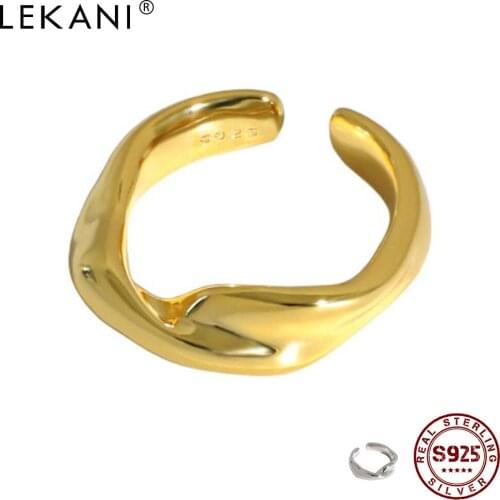 LEKANI S925 Sterling Silver Ring For Women Smooth Surface Texture Design Concept Twisted Rings Festivel Gifts Fine Jewelry New
