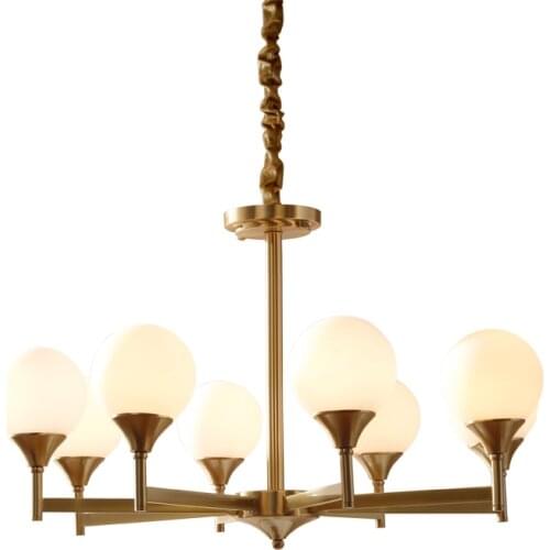 All copper molecular chandelier Nordic creative personality living room dining room bedroom lamp study modern minimalist lamp