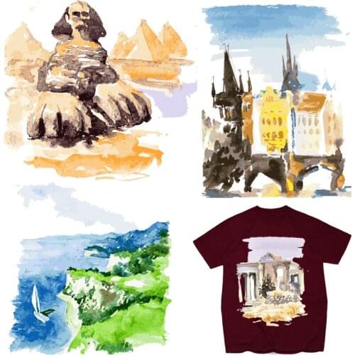 Fashion Mountain Patches Thermal Stickers on Clothes Iron-on Transfers for Clothing Thermoadhesive Patch Vinyl Diy Heat Applique