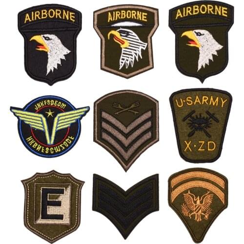 Airborne Troops Iron on Badges Embroidery Cloth Patches for Men US Military Rank Appliques Air Force Uniforms Shoulder Emblem