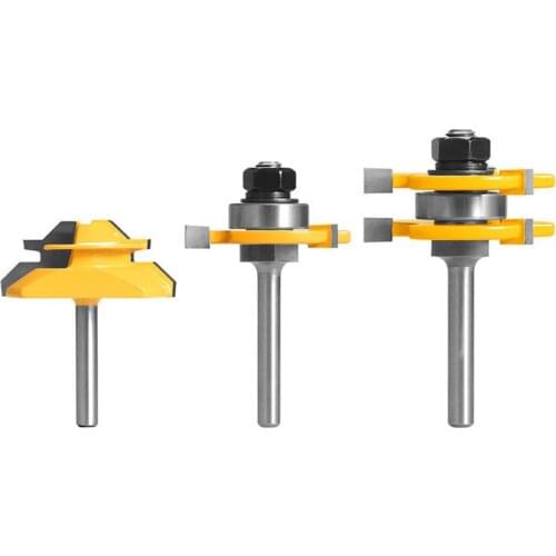 3PCS Tongue Grooves Router Bit Set T-shape 45° Wood Milling Cutter for Woodworking Tool 1/2'' and 1/4'' Shank Optional