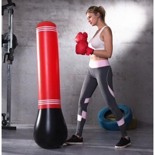 1.5m Inflatable Kick Boxing Bag Free-Stand Punching Bag Sandbag Pressure Relief Tumbler Muay Thai Training Taekwondo Equipment