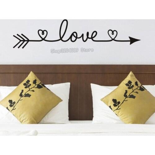 Love Arrow Wall Stickers Romantic Bedroom Vinyl Removable Wallpaper Home Decoration Living Room Removable Decals YY203