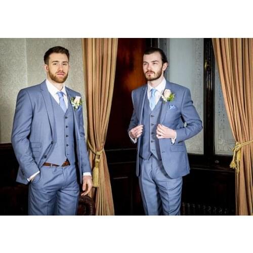 New Fashion Men Suits Peaked Lapel Jacket Slim Fit Male Suits Costume Homme Groom Wear Wedding Suit 3 Pieces (Blazer+Pant+Vest)
