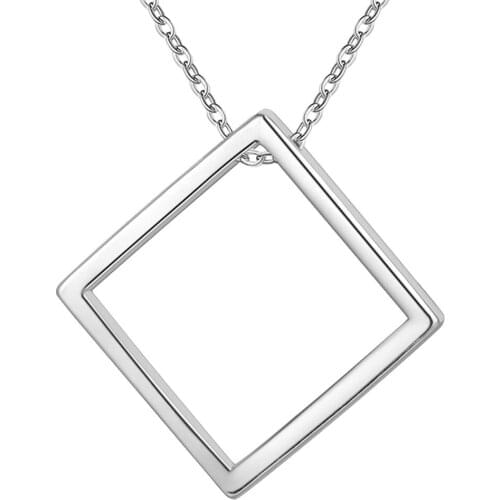 Wholesale Charm Silver Color Pendants For Women Fashion Jewelry Necklace Lady Fashion Jewelry Pendant A Square Hanging AN576