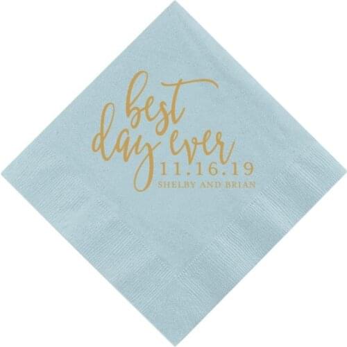 Personalised Best Day Ever Wedding Napkins | Rehearsal Dinner | Engagement Party | Custom Bar Napkins | Custom Wedding Napkins