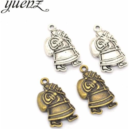 YuenZ 10 pcs 2 color Antique Silver Plated Santa Claus Charms Pendant DIY Handmade Jewelry Accessories 24*13mm I106