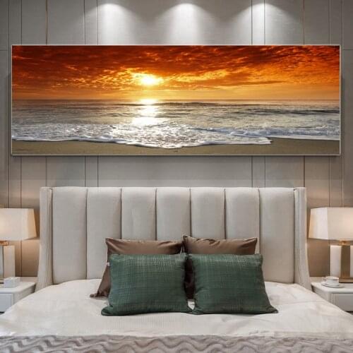 Sunset Natural Sea Beach Landscape Posters and Prints Canvas Painting Panorama Scandinavian Wall Art Pictures for Living Room