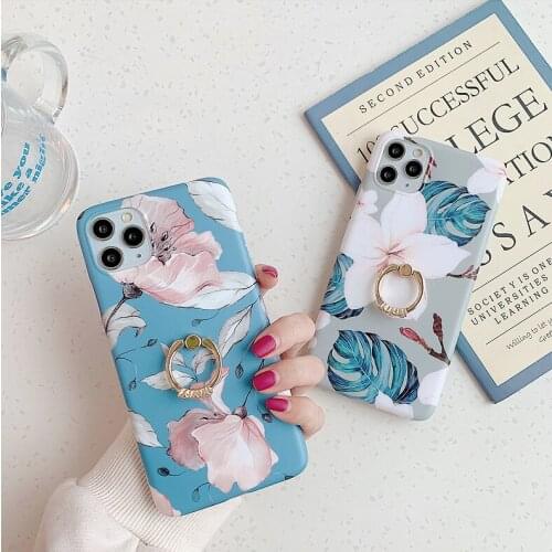 Luxury Flower Case for Huawei P30 Pro P20 Lite Case Silicone Soft Stand Cover for Huawei Mate 20 Lite 30 pro Case Ring Holder