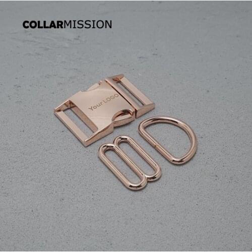 Rose gold metal plated buckle 30mm (metal buckle+ adjust buckle+ D ring ) for dog collar backpack bag webbing DIY accessories