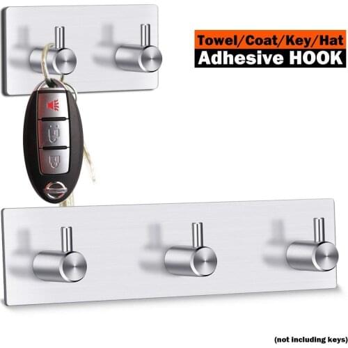 3M Self Adhesive Wall Robe Key Coat Towel Hooks Hanger for Kitchen Bathroom Hanger Bathroom Accessories In Brushed Nickel