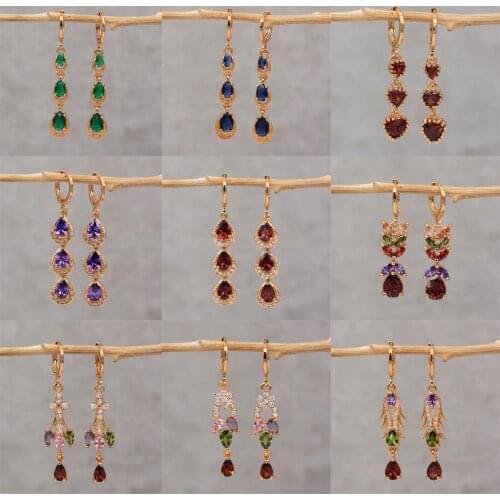 Trendy Water Drop Earrings Cubic Zirconia Gold Plated Copper Earring For Women Fashion Jewelry Accessories Wedding Party Gift