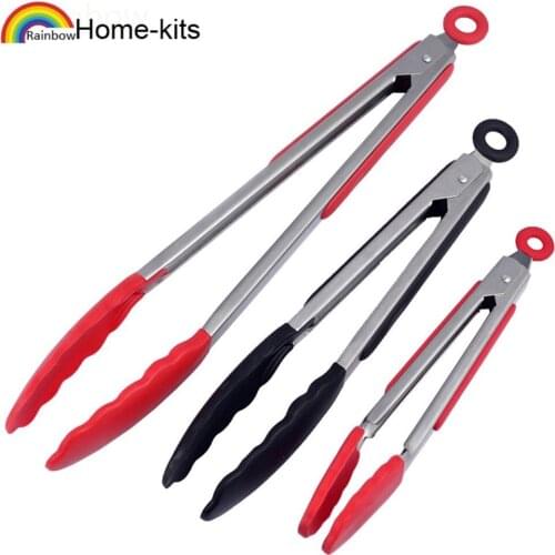 Silicone Barbecue Tongs Barbecue Tongs Household Stainless Steel Kitchen Utensils Can Be Used in the Kitchen to Cook Salad Bread