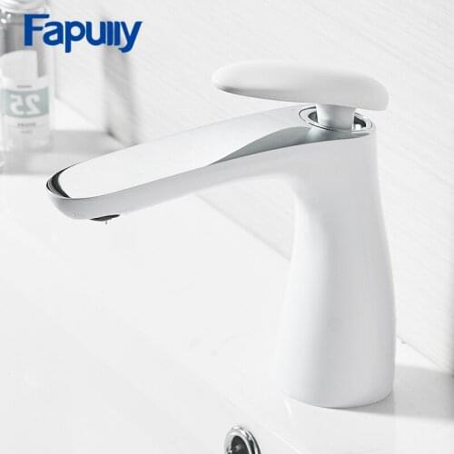 Fapully Bathroom Faucet Single Holder Single Hole Basin Mixer Tap Deck Mounted Waterfall Bathroom Faucets 709-11W