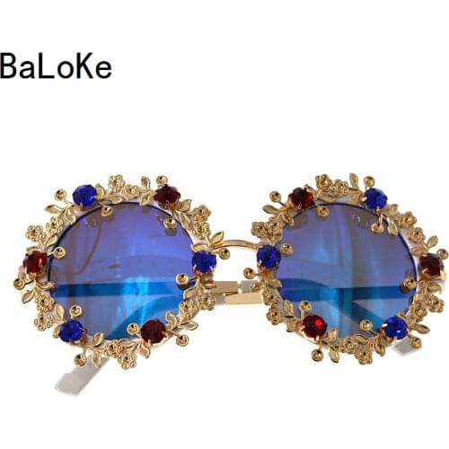 Baroque Retro Sunglasses Women Hand Made Fashion Insect Sandy Beach Sunglasses Ladies Round Oversize Summer Beach