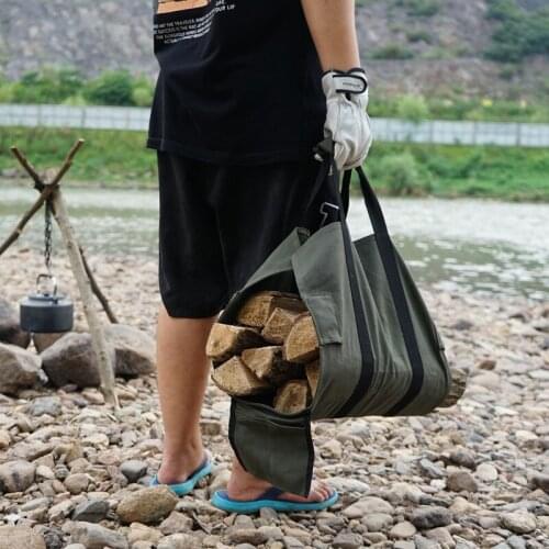Aluminum Alloy Racks Camping Firewood Bag Outdoor Camping Campfire Firewood Rack Firewood Storage Bag Portable Canvas Tool Bag