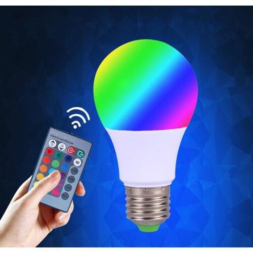 5W E27 Smart Control LED High Power LED Bulb 16 Colors 24 Key Remote Control Night Light Portable Lamp