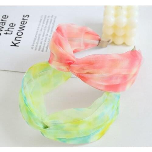 2021 Fashion Tie Dye Printing Headband For Women Girls Cross Knotted Summer Sweet Turban Casual Hair Accessories Headwear