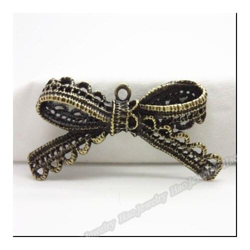 20pcs Vintage Charms Bow Pendant Antique bronze Fit Bracelets Necklace DIY Metal Jewelry Making