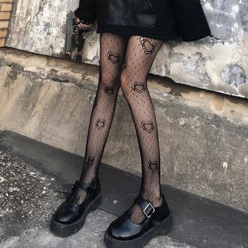 Adult Sexy Black Little Love Leggings Stockings Women Bottoming Thin Thighs High-Tube Fishnet Socks Spring Autumn Stockings