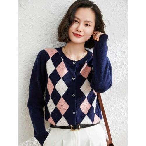 100% Goat Cashmere Knitted Sweater For Women 2021 New Arrival Winter/ Autumn O-Neck Female Jackets